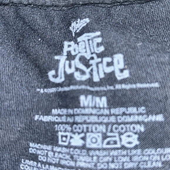 Poetic Justice Tupac Black Short Sleeve T-shirt- Medium - Picture 3 of 4